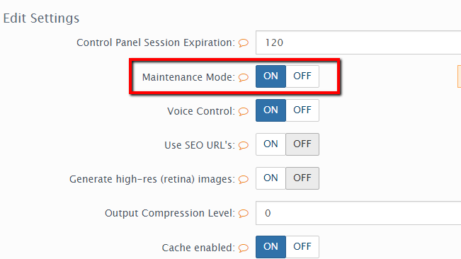 activating the maintenance mode