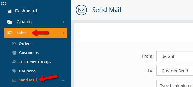 accessing the send mail option