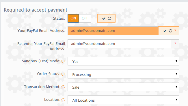 configuring the payment extension
