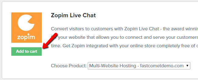purchasing the zopim free addon service