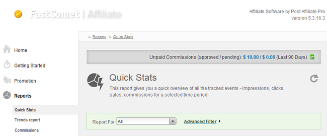 Generating a quick Affiliate report