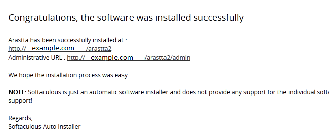 Successfull Arastta Installation