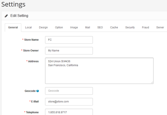 Configuring Store Name and Address in Arastta