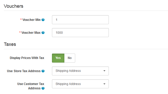 Voucher and Tax Options in Arastta