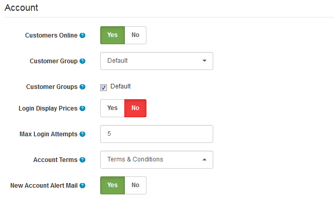 Account Options in Arastta