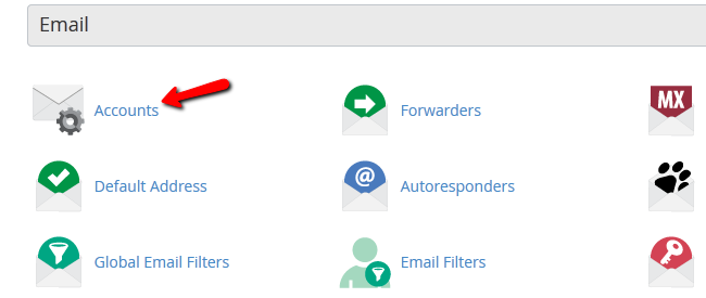 Location of Email Accounts Settings in Cpanel