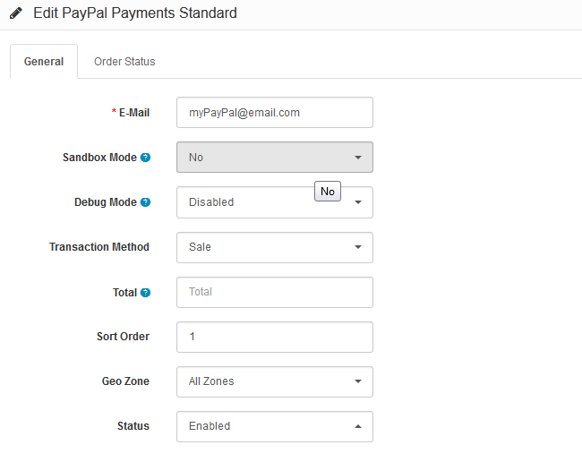 PayPal Payments Standard General Options