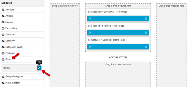 Edit the Filter Module