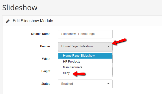 Configuring the Slideshow Module
