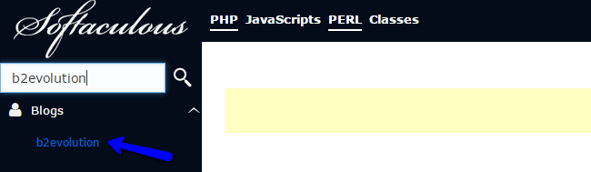 Search for b2evolution in Softaculous