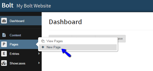 Add New Page in Bolt