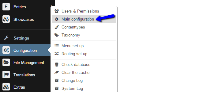 Access Main Configuration in Bolt