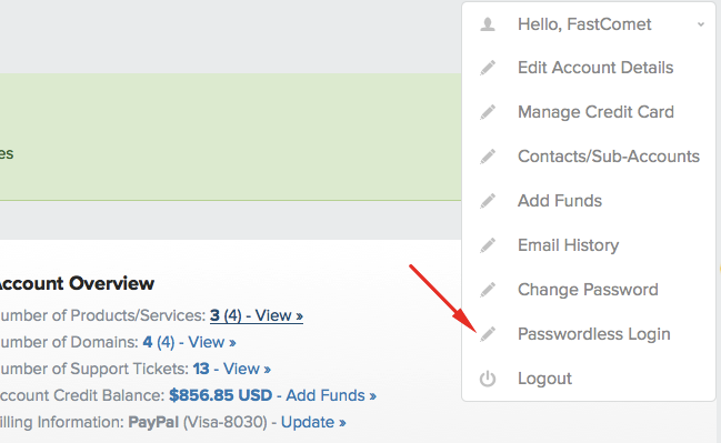 FastComet Passwordless Login