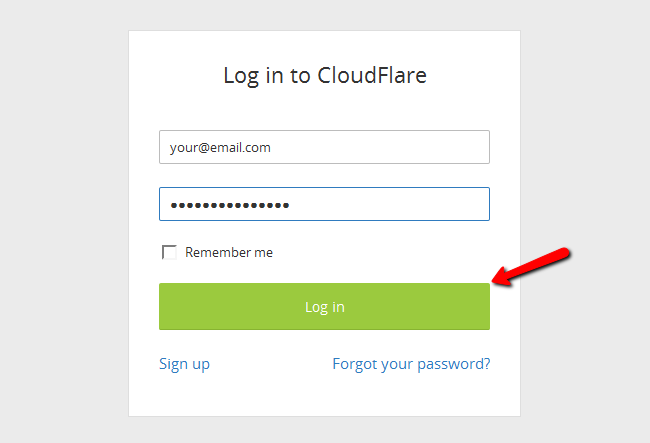 Logging into CloudFlare profile