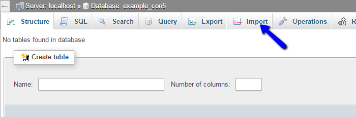 Import database via phpMyAdmin