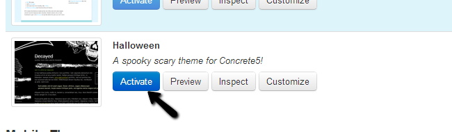 Activate theme in Concrete5