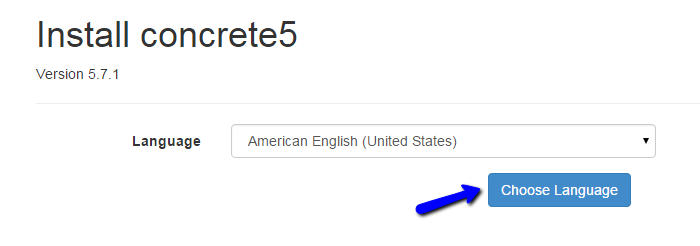 Choose language during Concrete5 installation