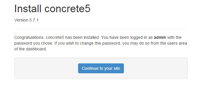 Concrete5 installation completed