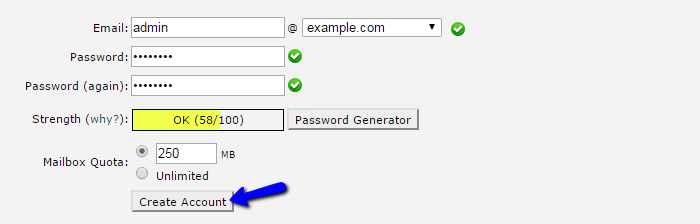 Create email account in cPanel