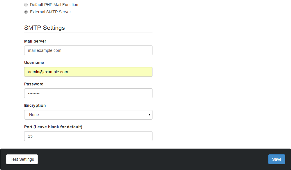 Edit SMTP details in Concrete5