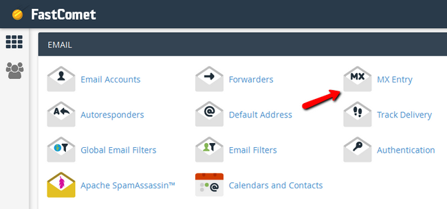 Accessing the MX Record menu in cPanel