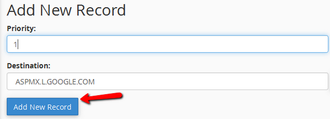 Adding a new MX record via cPanel