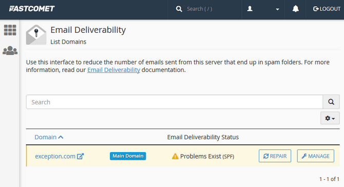 Access the Manage Interface for Email Records in cPanel