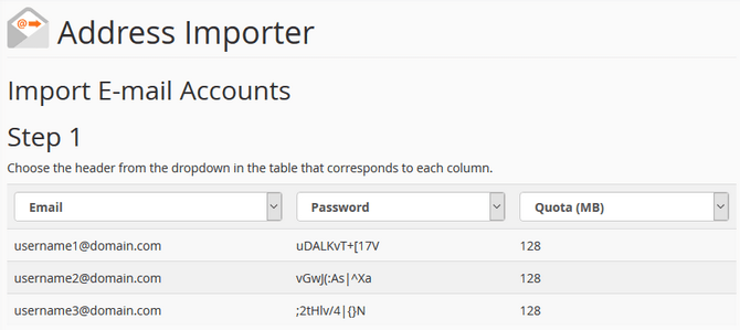 Choose Column Headers for your Imported Email Accounts