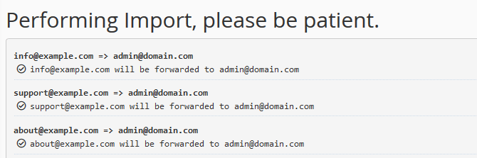 Complete the Email Forwarders Import in cPanel