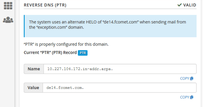 Configure a Valid PTR Record in cPanel