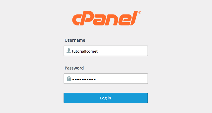 cPanel login form