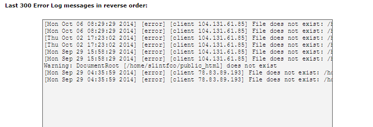 cpanel error log