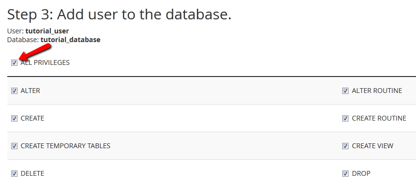 add mysql privileges