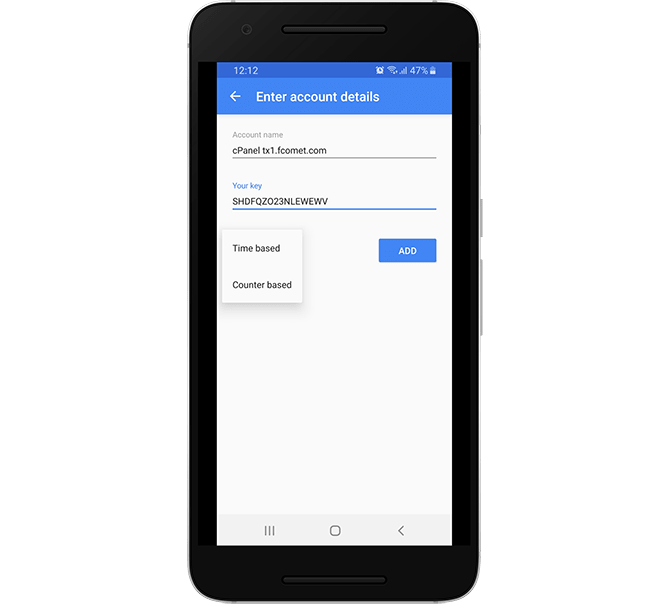 Manually Create a Two-factor Authentication Entry in Google Authenticator