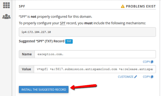 One-Click Repair Issues with SPF Record in cPanel