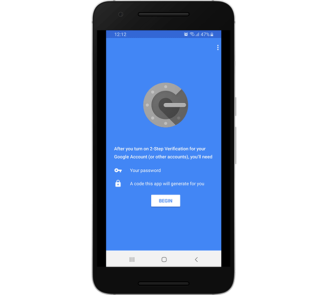 Start the Two-factor Authentication process in Google Authenticator