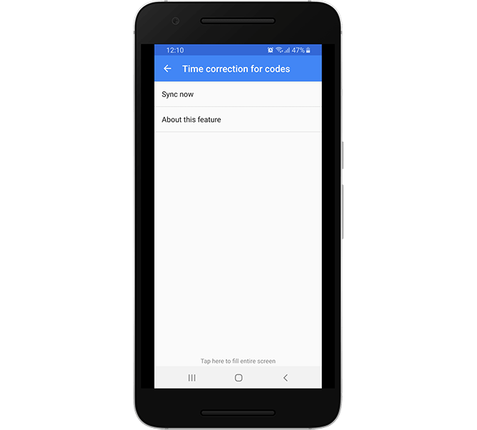 Time Correction Sync Feature in Google Authenticator