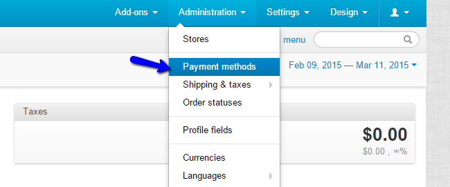 Access Payment Methods in CS-Cart