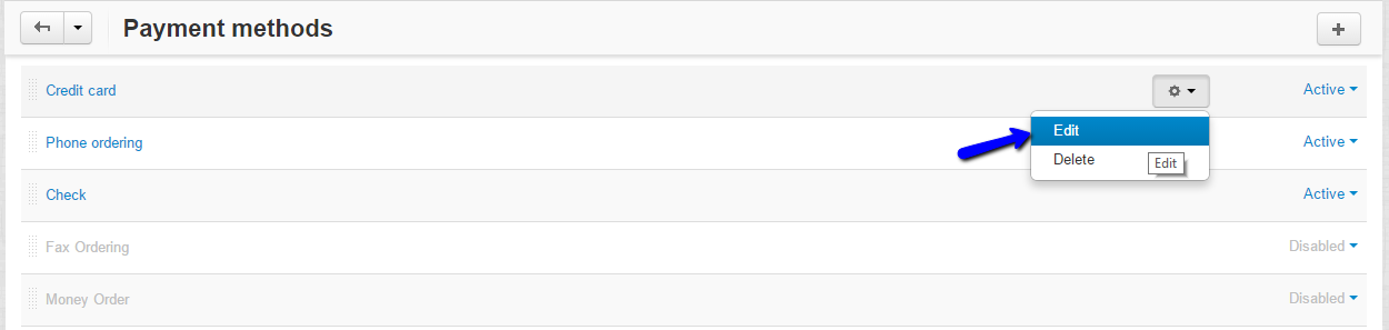 Edit payment methods in CS-Cart