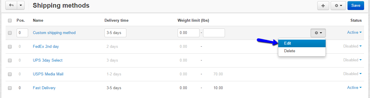 Edit Payment Methods in CS-Cart