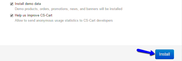 Install sample data in CS-Cart