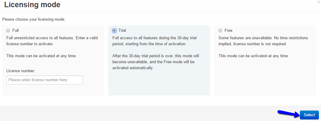 Licensing mode in CS-Cart