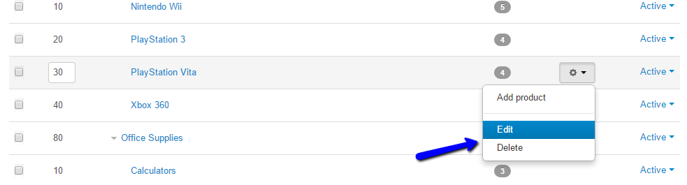 Edit or delete product category in CS-Cart