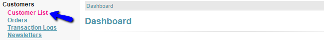 Access Customer list in CubeCart