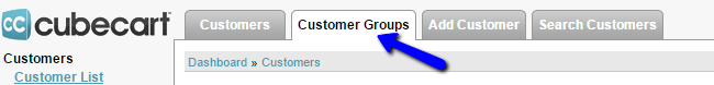 Access Customer Groups manager in CubeCart
