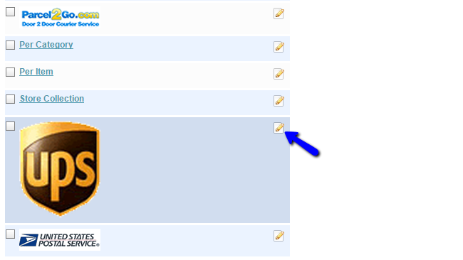 Edit shipping methods in CubeCart