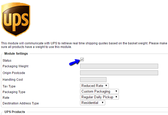 Enable shipping method in CubeCart