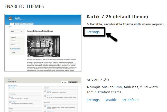 Edit theme settings in Drupal