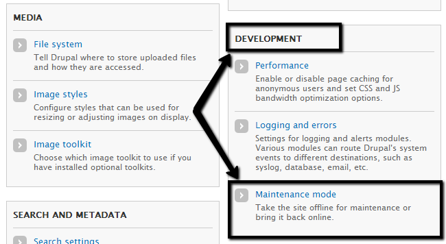 Access maintenance feature in Drupal