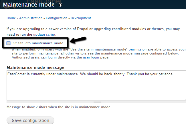 Disable maintenance mode in Drupal